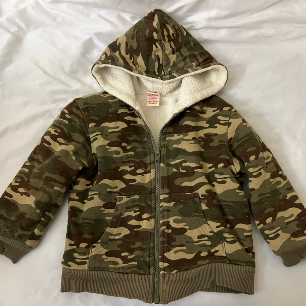 Camo Zip Up Hoodie (thick) - 3T